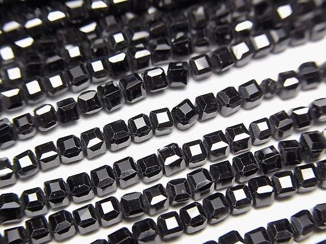 【動画】【素晴らしい輝き】キュービックジルコニアAAA キューブカット2×2×2mm 【ブラック】 1連(約36cm)の画像