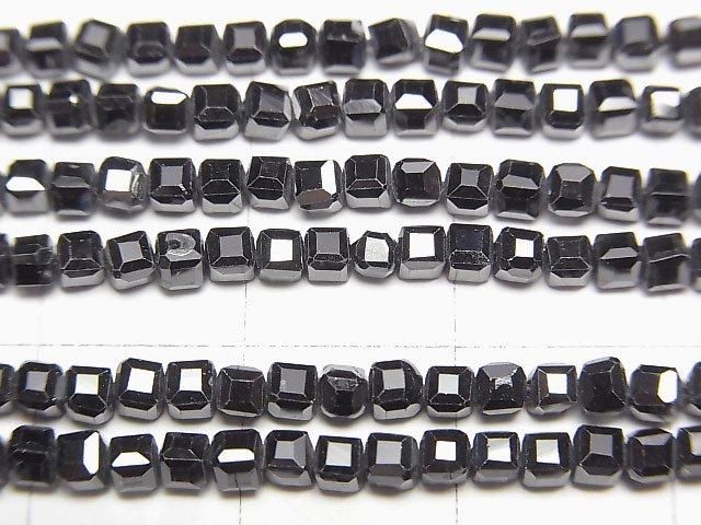 【動画】【素晴らしい輝き】キュービックジルコニアAAA キューブカット2×2×2mm 【ブラック】 1連(約36cm) サムネイル2