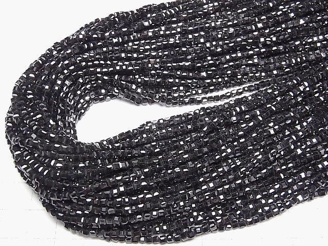 【動画】【素晴らしい輝き】キュービックジルコニアAAA キューブカット2×2×2mm 【ブラック】 1連(約36cm) サムネイル4