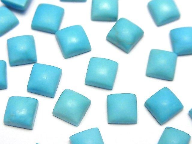 【動画】アリゾナ産フロストキングマンターコイズAAA- ルース スクエア カボション6×6mm 2個の画像