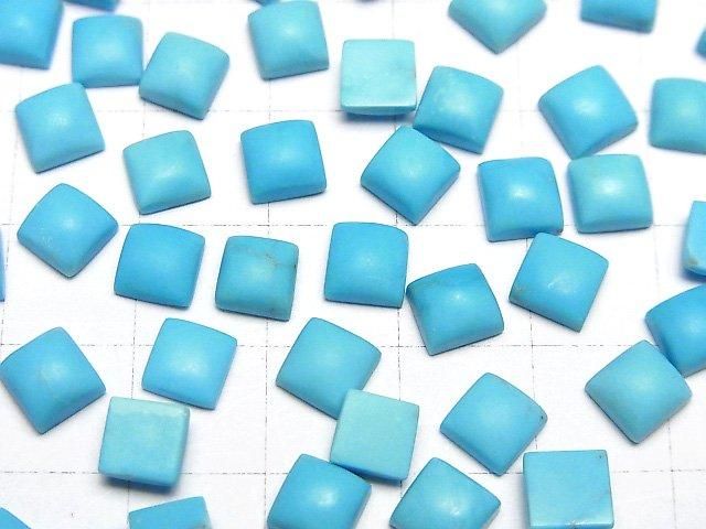 【動画】アリゾナ産フロストキングマンターコイズAAA- ルース スクエア カボション6×6mm 2個 サムネイル4