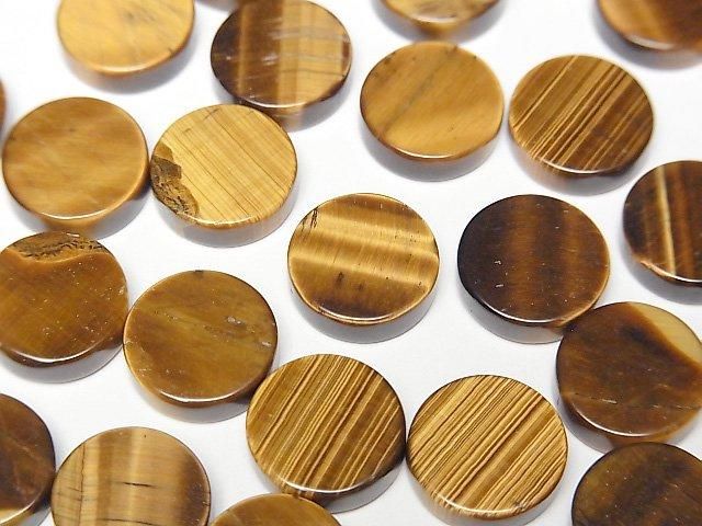 【動画】イエロータイガーアイAA++ 穴なしフラットコイン10×10mm 5枚の画像