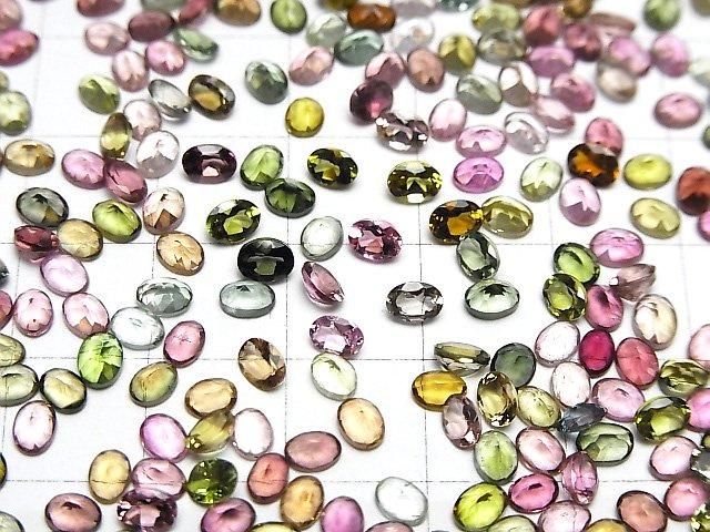 【動画】宝石質マルチカラートルマリンAAA ルース オーバルファセットカット4×3mm 10粒 サムネイル4