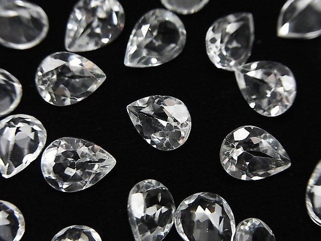 【動画】宝石質ホワイトトパーズAAA ルース ペアシェイプファセットカット8×6mm 5粒の画像