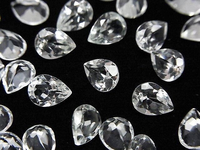 【動画】宝石質ホワイトトパーズAAA ルース ペアシェイプファセットカット8×6mm 5粒 サムネイル3