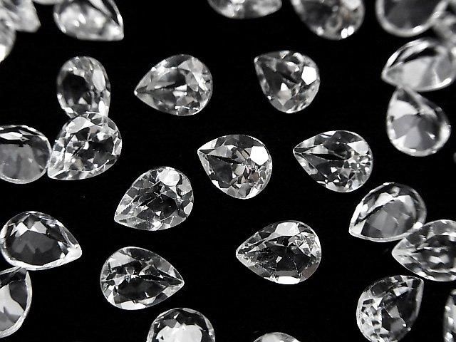 【動画】宝石質ホワイトトパーズAAA ルース ペアシェイプファセットカット8×6mm 5粒 サムネイル4