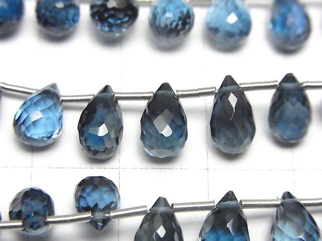 【動画】宝石質ロンドンブルートパーズAAA ドロップ ブリオレットカット 半連/1連(約14cm) サムネイル2