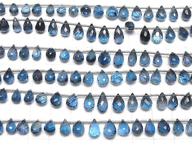 【動画】宝石質ロンドンブルートパーズAAA ドロップ ブリオレットカット 半連/1連(約14cm) サムネイル4