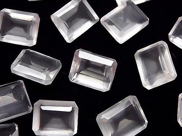 【動画】宝石質ローズクォーツAAA ルース レクタングルファセットカット10×8mm 2粒の画像