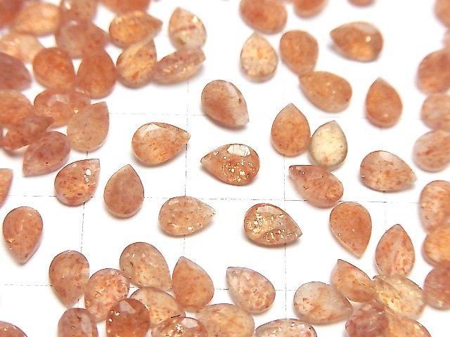 【動画】宝石質サンストーンAAA- ルース ペアシェイプファセットカット6×4mm 5粒 サムネイル3