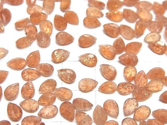【動画】宝石質サンストーンAAA- ルース ペアシェイプファセットカット6×4mm 5粒 サムネイル4