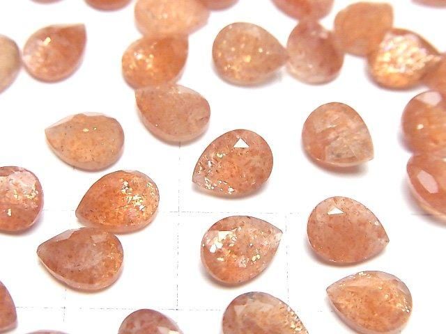 【動画】宝石質サンストーンAAA- ルース ペアシェイプファセットカット8×6mm 3粒 サムネイル3