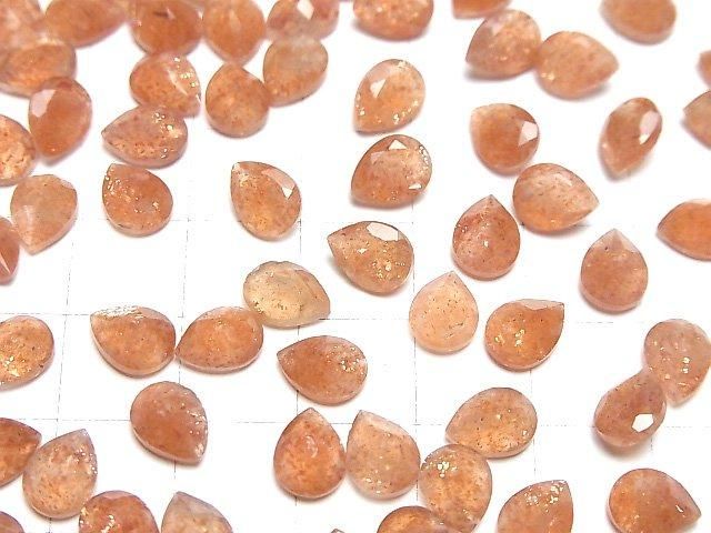 【動画】宝石質サンストーンAAA- ルース ペアシェイプファセットカット8×6mm 3粒 サムネイル4