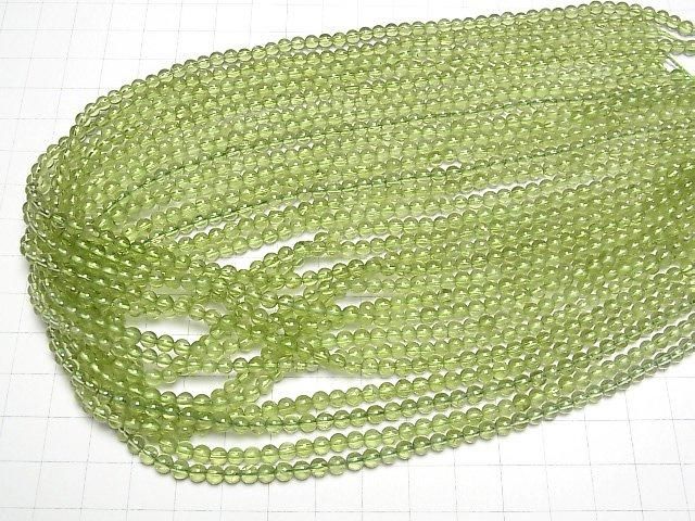 【動画】宝石質ペリドットAAA- ラウンド4mm 半連/1連(約37cm) サムネイル4
