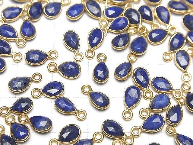 【動画】ラピスラズリAA++ 枠留めペアシェイプ7×5mm ローズカット 18KGP 4個 サムネイル4