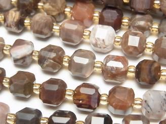 【動画】【素晴らしい輝き】ペトリファイドウッド(珪化石) キューブカット7×7×7mm 半連/1連(約36cm)