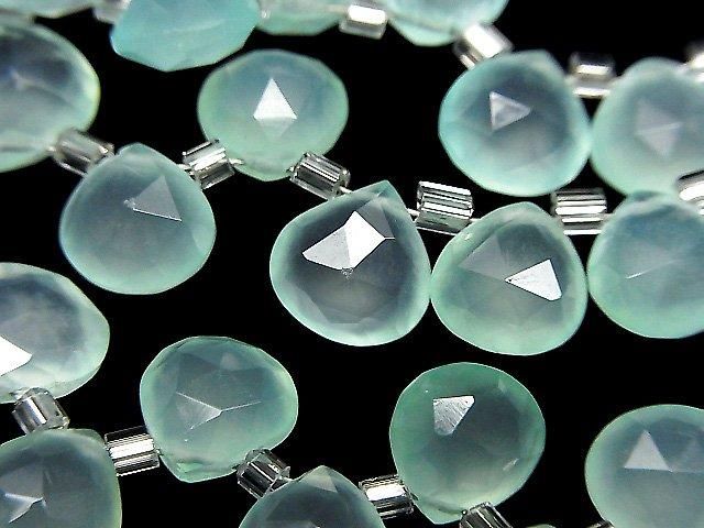 【動画】宝石質シーブルーカルセドニーAAA マロン ブリオレットカット8×8mm 半連/1連(28粒)の画像