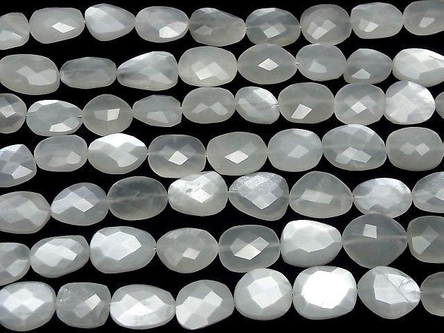 【動画】宝石質ホワイトムーンストーンAA++ フラットタンブルカット 半連/1連(約18cm) サムネイル4