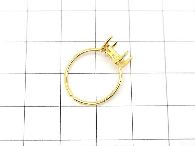【動画】Silver925 リング空枠(爪留め)レクタングルファセットカット8×6mm 18KGP フリーサイズ 1個 サムネイル3