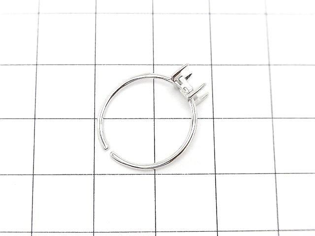 【動画】Silver925 リング空枠(爪留め)レクタングルファセットカット6×4mm ロジウム フリーサイズ 1個 サムネイル3