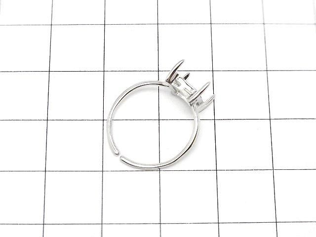 【動画】Silver925 リング空枠(爪留め)レクタングルファセットカット8×6mm ロジウム フリーサイズ 1個 サムネイル3