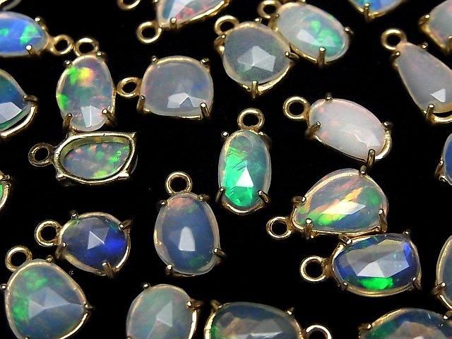 【動画】宝石質エチオピア産オパールAAA 枠留めフリーフォーム ローズカット 18KGP 2個 サムネイル3
