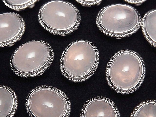 【動画】ローズクォーツAAA- 枠留めオーバル スルータイプ 15×13mm 1個の画像