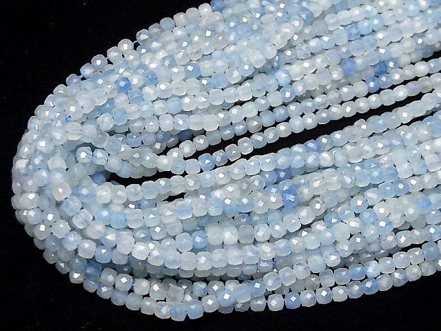 【動画】【素晴らしい輝き】アクアマリンAA++ キューブカット4×4×4mm 1連(約36cm) サムネイル4