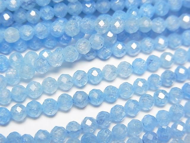【動画】【素晴らしい輝き】キュービックジルコニアAAA ラウンドカット3mm 【ライトブルー】 1連(約36cm)の画像
