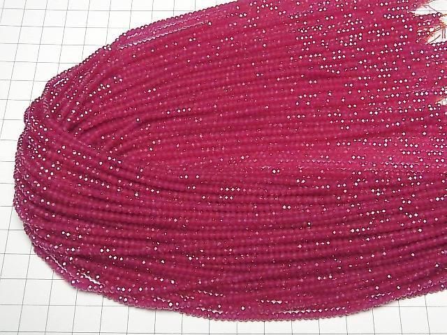 【動画】【素晴らしい輝き】合成ルビーAAA ボタンカット3×3×2mm 1連(約38cm) サムネイル4
