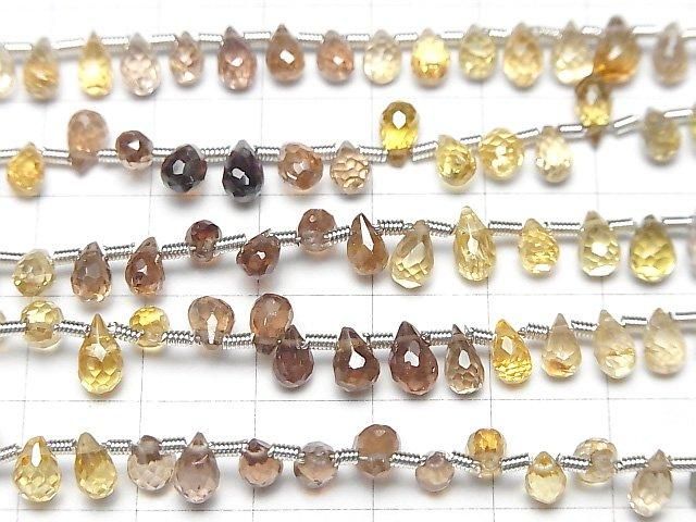 【動画】宝石質天然マルチカラージルコンAAA- ドロップ ブリオレットカット 半連/1連(約18cm) サムネイル3