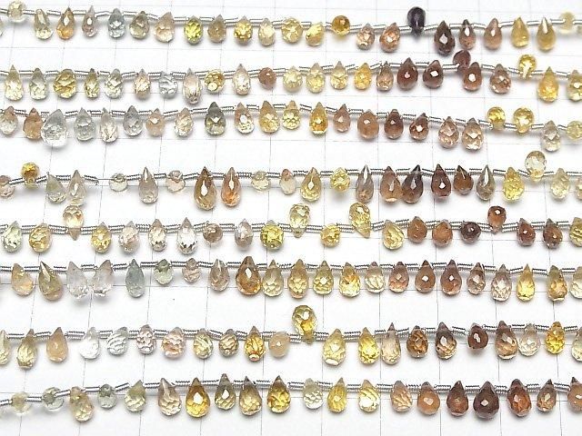【動画】宝石質天然マルチカラージルコンAAA- ドロップ ブリオレットカット 半連/1連(約18cm) サムネイル4