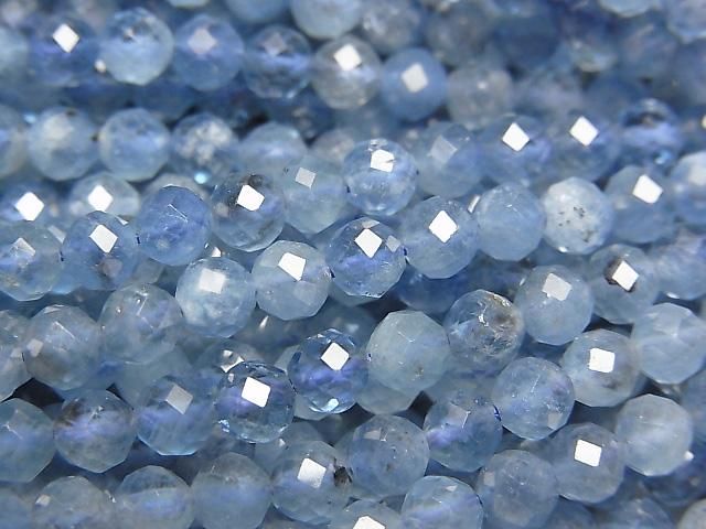 【動画】【素晴らしい輝き】ディープブルーアクアマリンAA++ ラウンドカット4mm 半連/1連(約36cm)の画像
