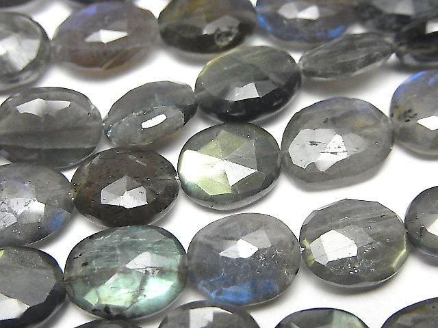 【動画】宝石質ラブラドライトAA++ フラットタンブル~オーバルカット 半連/1連(約18cm)の画像
