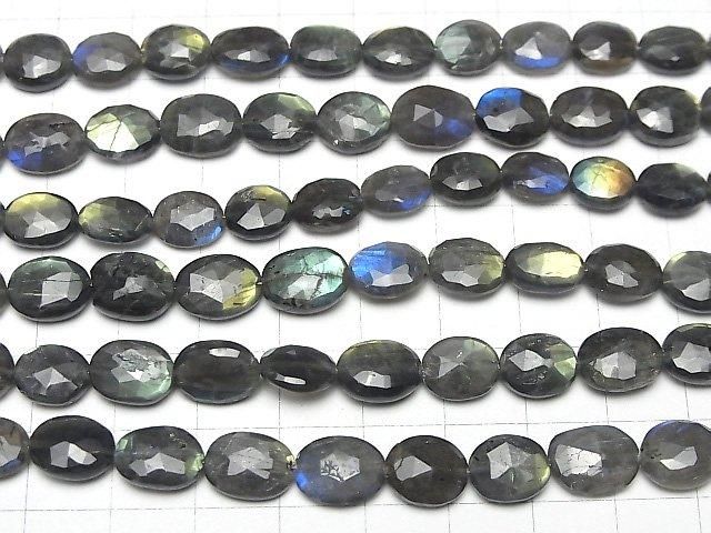 【動画】宝石質ラブラドライトAA++ フラットタンブル~オーバルカット 半連/1連(約18cm) サムネイル4