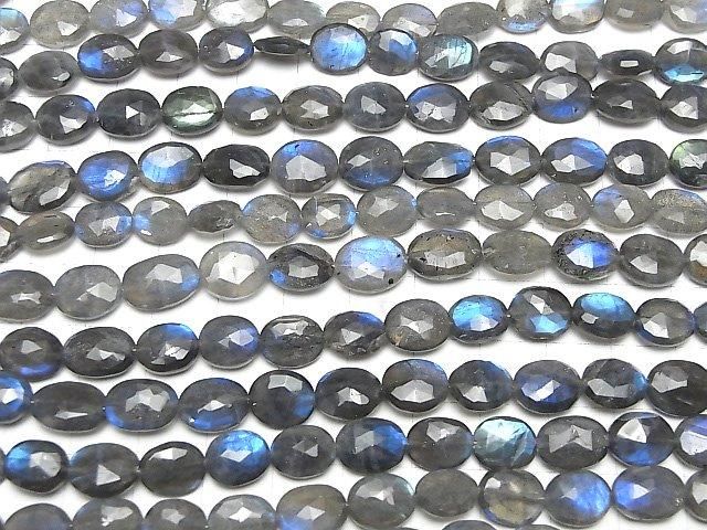 【動画】宝石質ラブラドライトAA++ フラットタンブル~オーバルカット 半連/1連(約18cm) サムネイル4