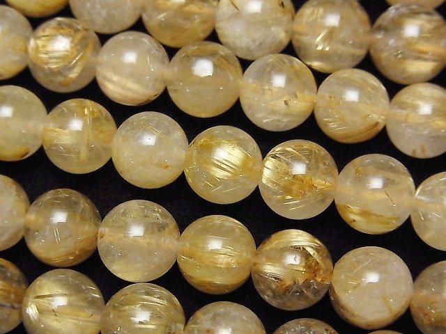 【動画】ルチルクォーツAA++ ラウンド8mm 半連/1連(約38cm)の画像