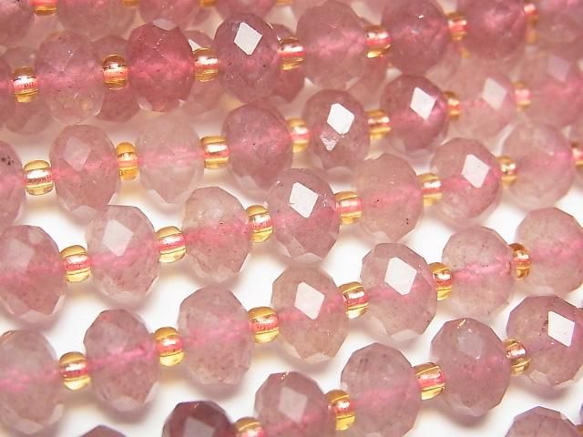 【動画】【素晴らしい輝き】ピンクエピドートAA++ ボタンカット8×8×5mm 半連/1連(約35cm)の画像