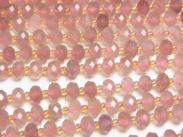【動画】【素晴らしい輝き】ピンクエピドートAA++ ボタンカット8×8×5mm 半連/1連(約35cm) サムネイル3