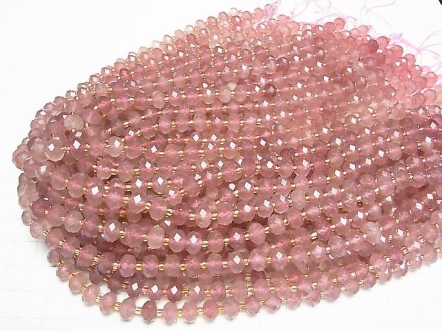 【動画】【素晴らしい輝き】ピンクエピドートAA++ ボタンカット8×8×5mm 半連/1連(約35cm) サムネイル4