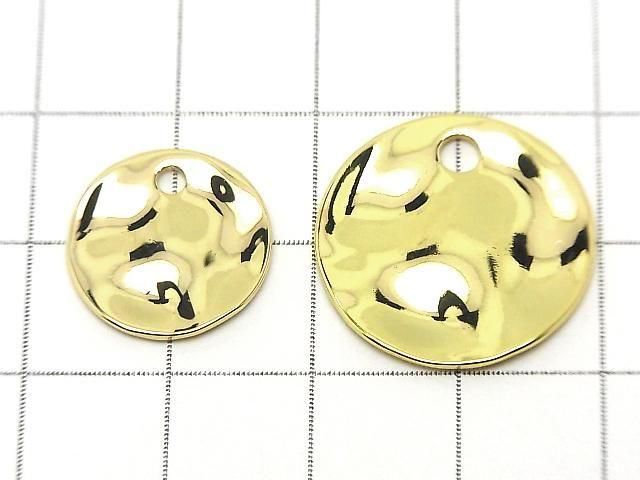 メタルパーツ コイン型槌目模様付きチャーム ゴールドカラー 3個 サムネイル2