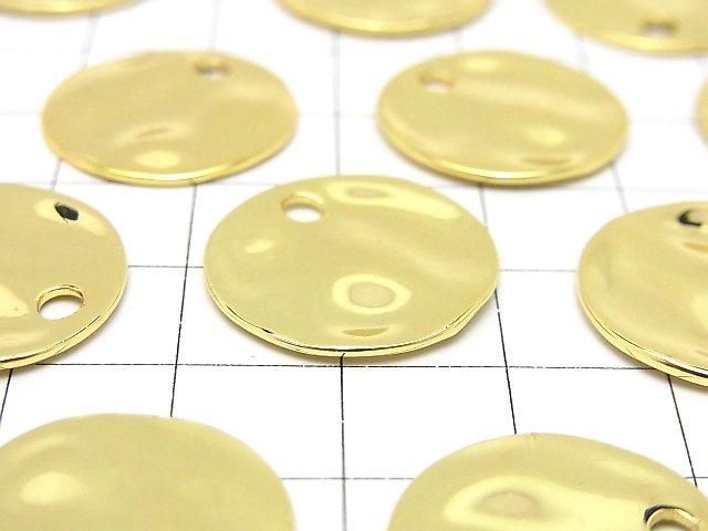 メタルパーツ コイン型槌目模様付きチャーム ゴールドカラー 3個 サムネイル3