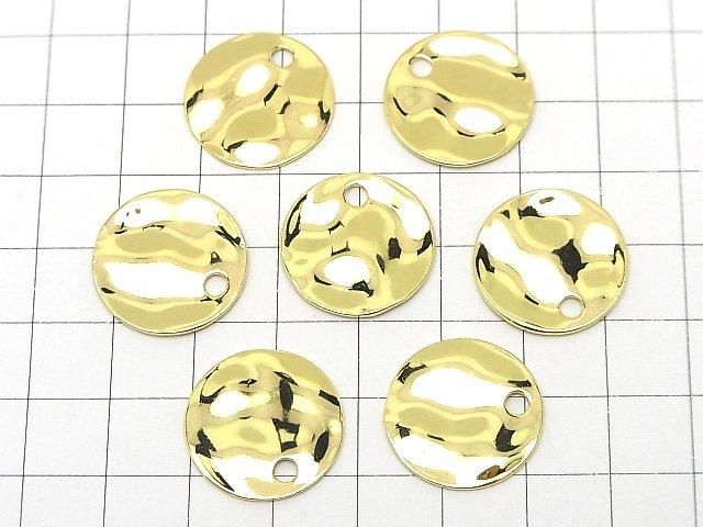 メタルパーツ コイン型槌目模様付きチャーム ゴールドカラー 3個 サムネイル4
