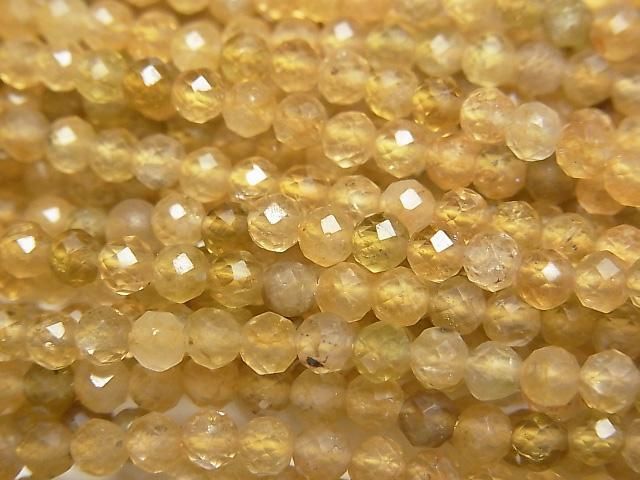 【動画】【素晴らしい輝き】イエロートルマリンAA++ ラウンドカット3mm 1連(約37cm)の画像