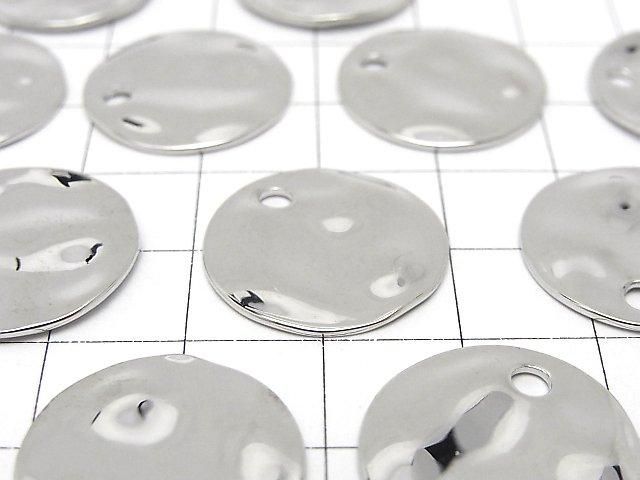 メタルパーツ コイン型槌目模様付きチャーム20×20×1.5mm シルバーカラー 3個 サムネイル2
