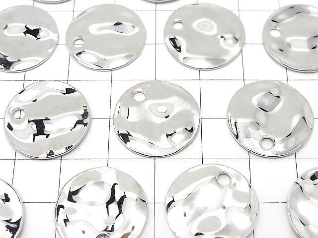 メタルパーツ コイン型槌目模様付きチャーム20×20×1.5mm シルバーカラー 3個 サムネイル3