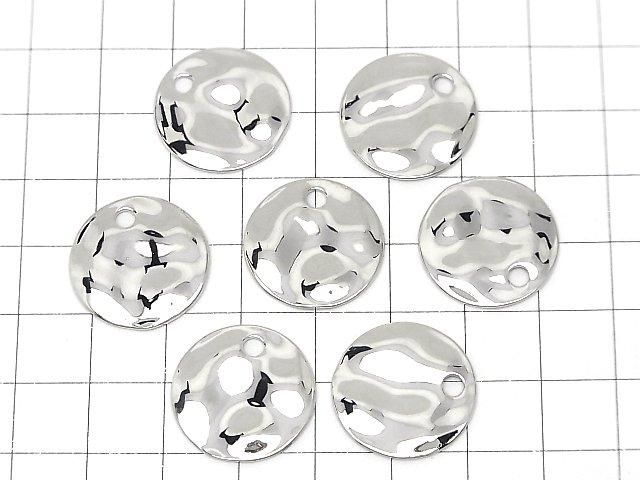 メタルパーツ コイン型槌目模様付きチャーム20×20×1.5mm シルバーカラー 3個 サムネイル4