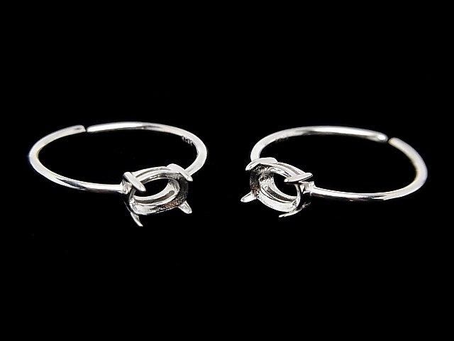 【動画】Silver925 リング空枠(爪留め)横向きオーバルファセットカット6×4mm 生地 フリーサイズ 1個の画像