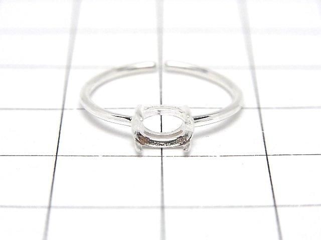 【動画】Silver925 リング空枠(爪留め)横向きオーバルファセットカット6×4mm 生地 フリーサイズ 1個 サムネイル2
