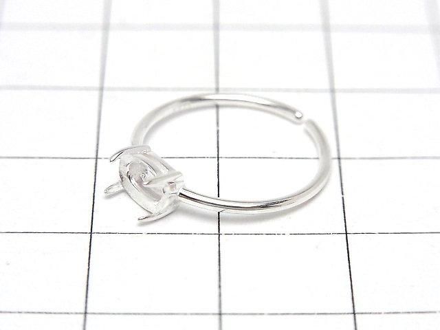 【動画】Silver925 リング空枠(爪留め)横向きオーバルファセットカット6×4mm 生地 フリーサイズ 1個 サムネイル3